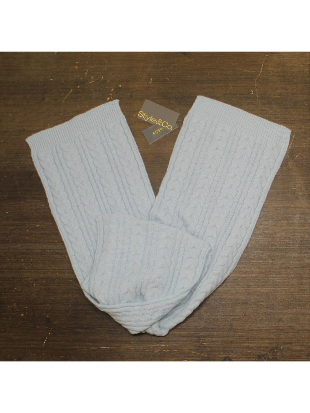 NWT Style & Co. Womens Solid Cable Knit Scarf Long SC9542505 Light Blue